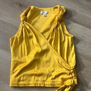 Elegant Yellow Wrap Blouse